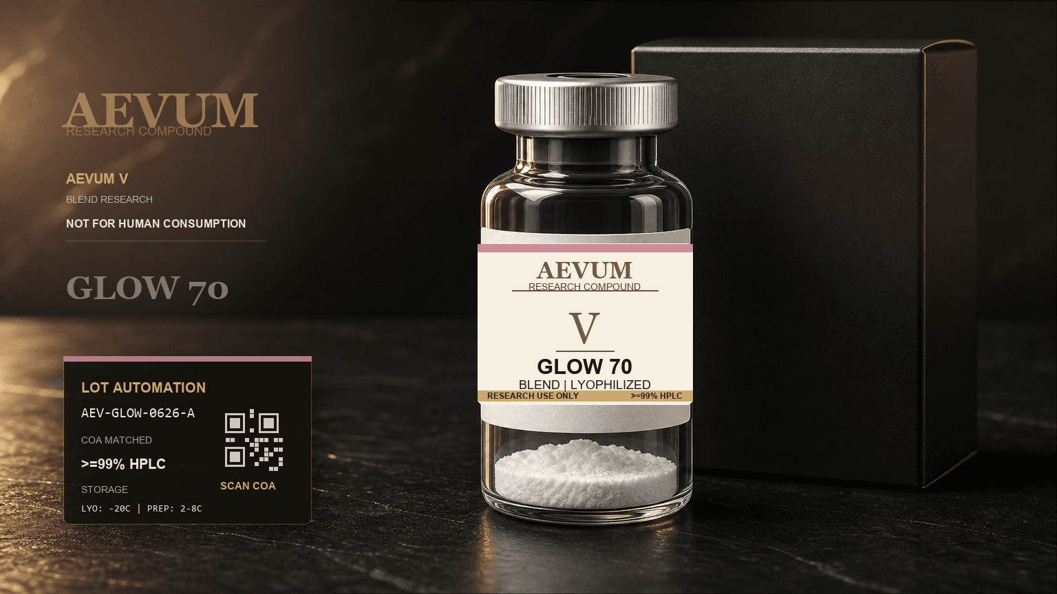 AEVUM V Glow 70 branded research vial